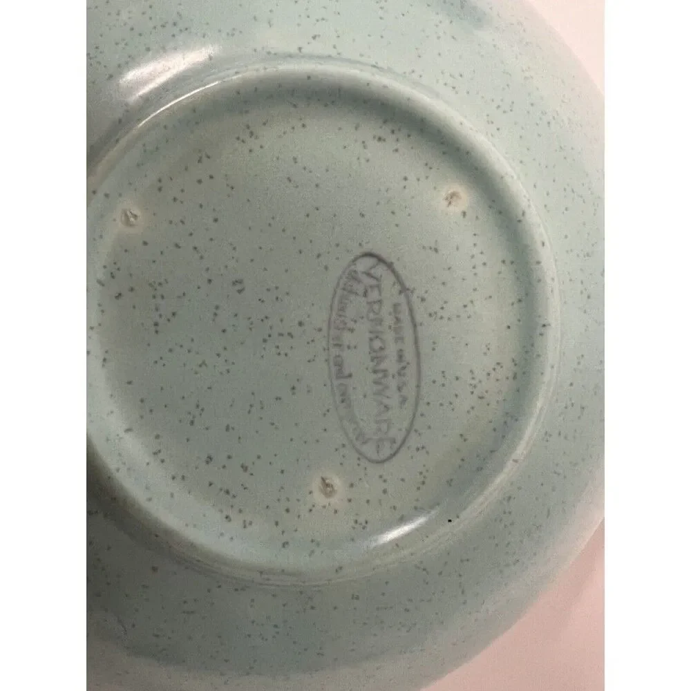Vintage Vernon Ware Divided Bowl MCM Atomic Heavenly Days Dip Blue Retro Atomic